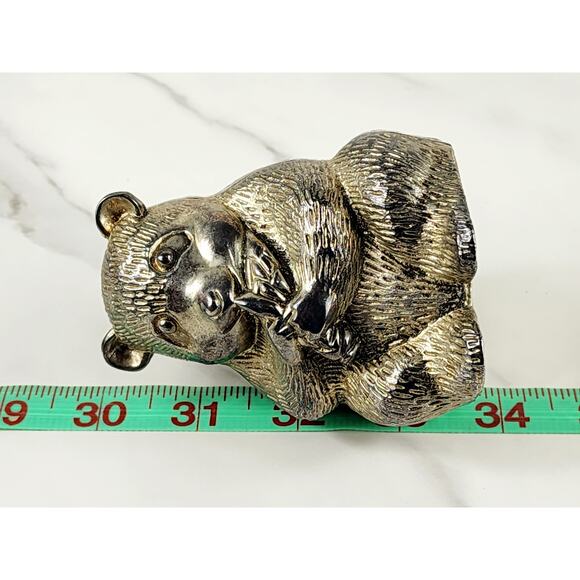 Panda Bear Silver Coin Bank 3 7/8" x 3" Piggy Bank Nursery Decor 90s Accent - Picture 13 of 14
